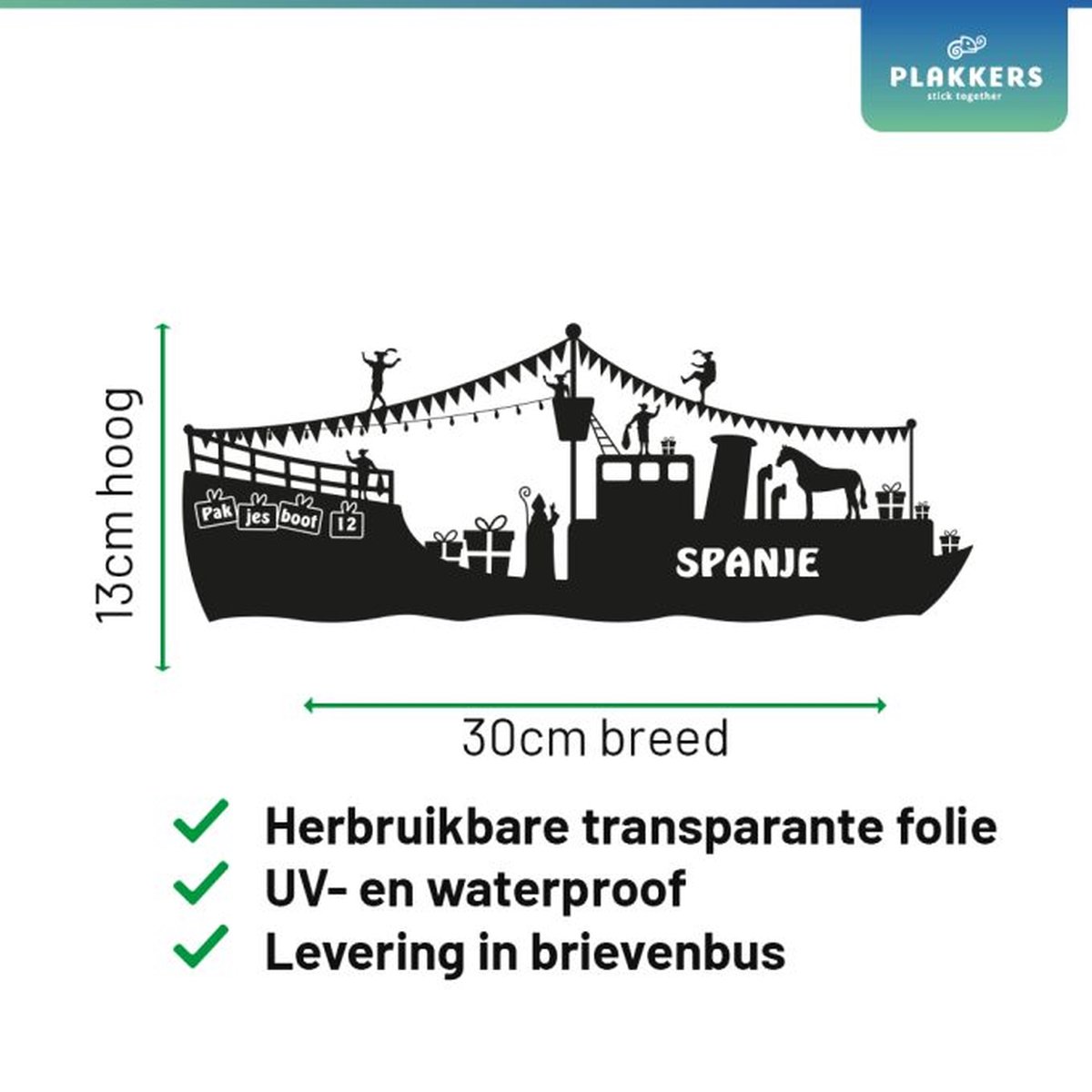 Raamsticker Stoomboot Herbruikbaar | Sinterklaas raamsticker | Sinterklaas Decoratie